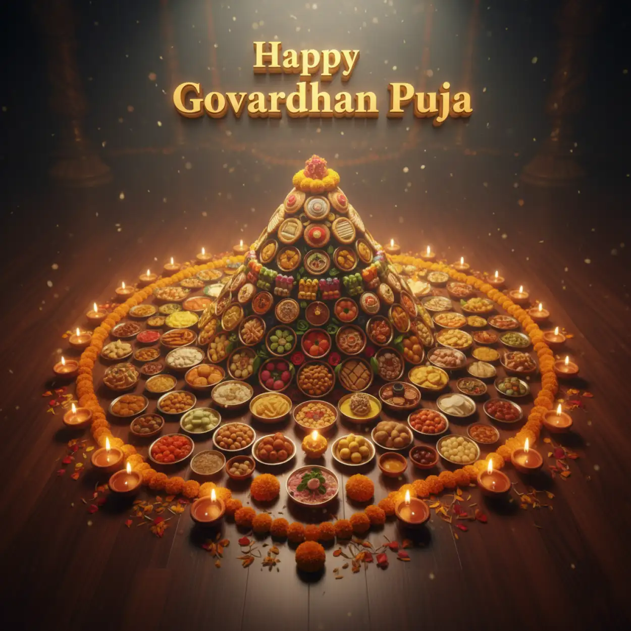 Top View Of Flower Rangoli Around Govardhan Replica - Royalty Free Happy Govardhan Puja 2025 Image | Pngmagic Free Download Top View Of Flower Rangoli Around Govardhan Replica - High Quality Happy Govardhan Puja 2025 Background