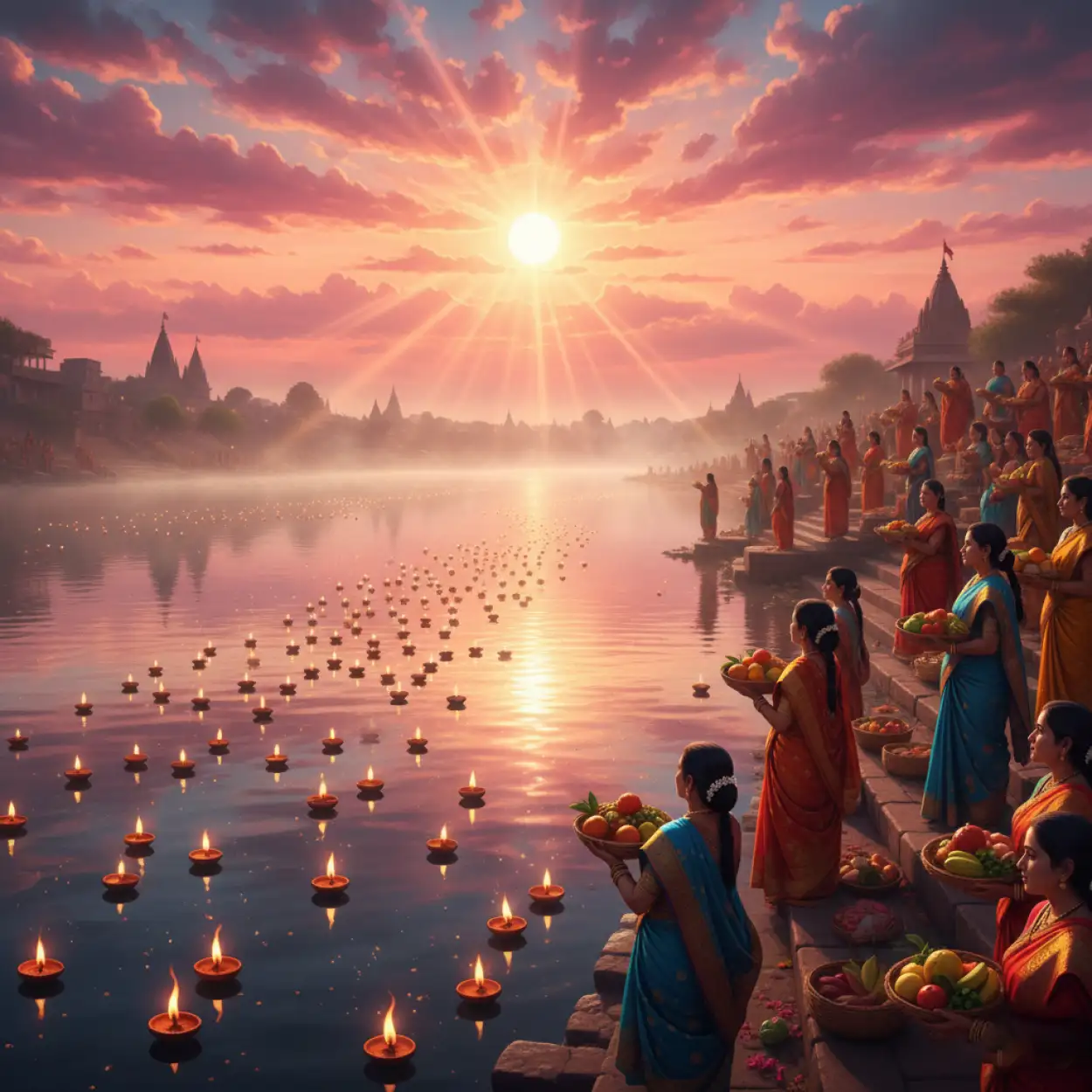 Free Download Traditional Chhath Puja Background For Photoshop Editing - High Quality Hhath Puja Background Background Image