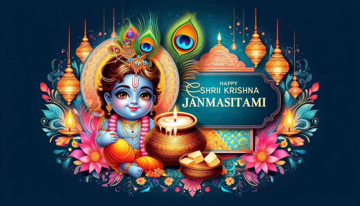 Traditional Happy Krishna Janmashtami Wishes With Indian Motifs - Royalty Free Happy Krishna Janmashtami Image | Pngmagic Free Download Traditional Happy Krishna Janmashtami Wishes With Indian Motifs - High Quality Happy Krishna Janmashtami Background