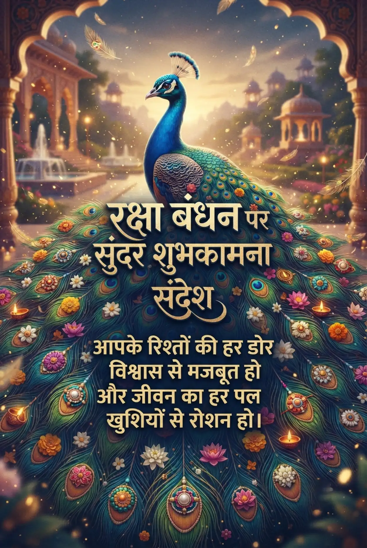Free Download Traditional Indian Folk Art Raksha Bandhan Hindi Text Creative Greeting Image - High Quality Raksha Bandhan Ki Shubhkamnaye In Hindi Image