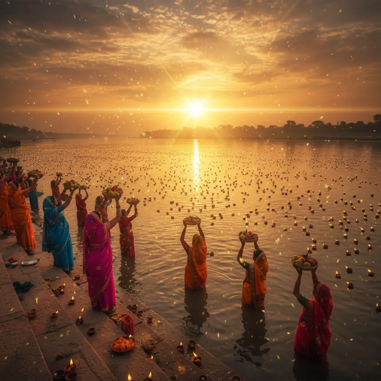 Free Download Traditional Indian Women Chhath Puja Background Image - High Quality Chhath Puja Background Background Image