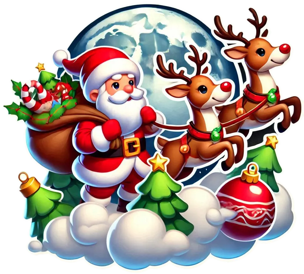 Transparent Background Santa Claus With Reindeer Png File - Royalty Free Merry Christmas Cartoon Santa Claus Image | Pngmagic Free Download Transparent Background Santa Claus With Reindeer Png File - High Quality Merry Christmas Cartoon Santa Claus PNG Image
