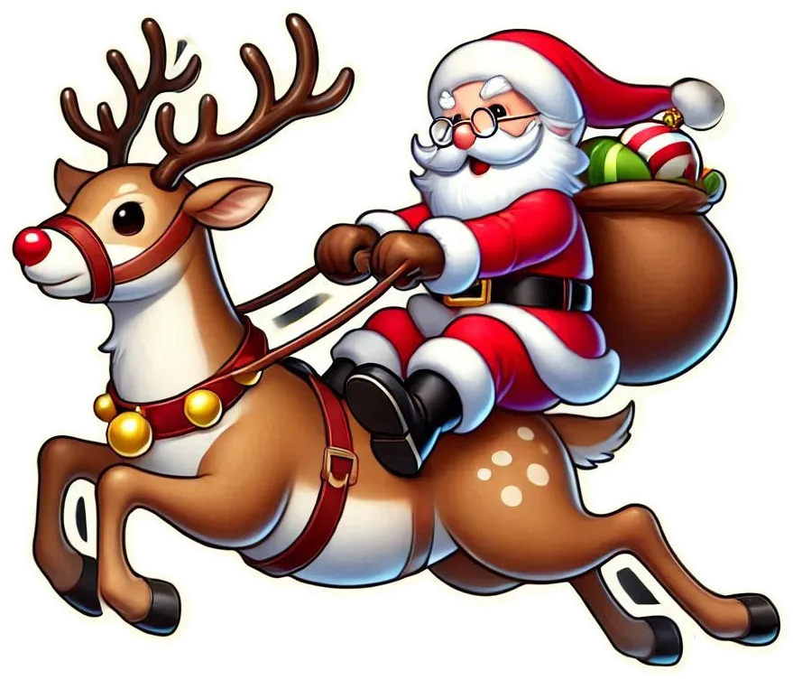 Transparent Cartoon Santa Claus Riding Reindeer Png - Royalty Free Merry Christmas Cartoon Santa Claus Image | Pngmagic Free Download Transparent Cartoon Santa Claus Riding Reindeer Png - High Quality Merry Christmas Cartoon Santa Claus PNG Image