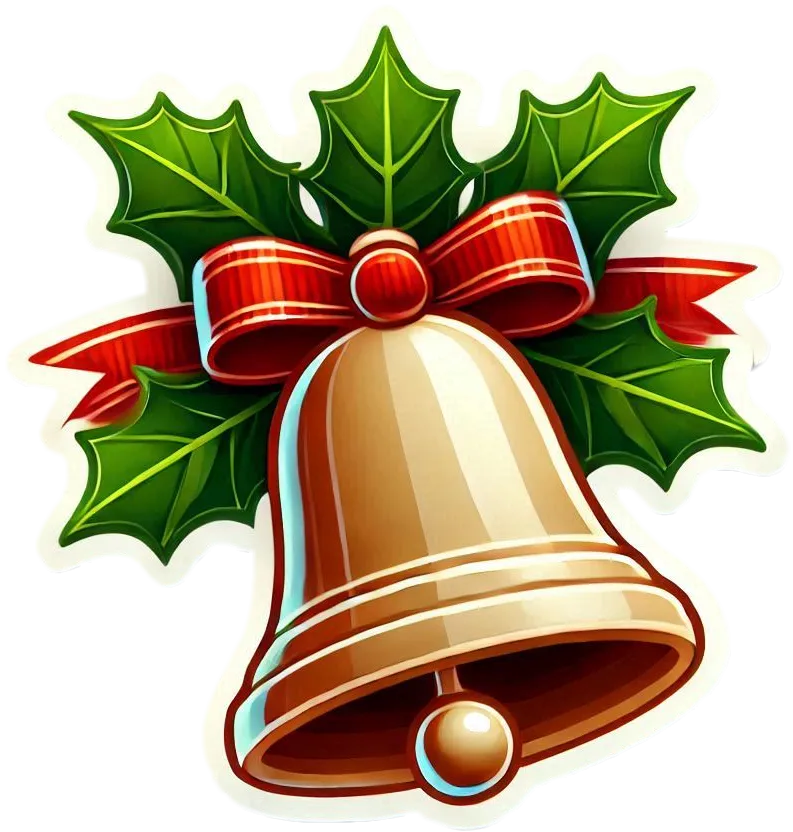 Transparent Christmas Bell Png With Holly Leaves - Royalty Free Christmas Bell Image | Pngmagic Free Download Transparent Christmas Bell Png With Holly Leaves - High Quality Christmas Bell PNG Image