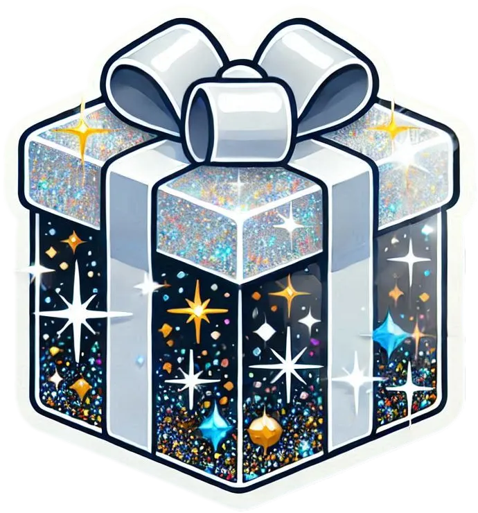 Transparent Christmas Gift Box With Glitter And Sparkles - Royalty Free Gift Box Image | Pngmagic Free Download Transparent Christmas Gift Box With Glitter And Sparkles - High Quality Gift Box PNG Image