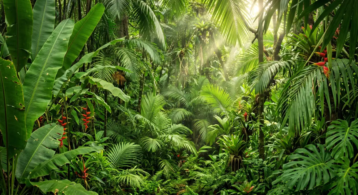 Free Download Tropical Summer Background With Vibrant Jungle Leaves - High Quality Summer Background Background Image