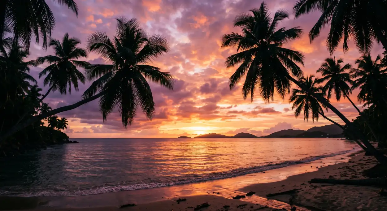 Free Download Ultra Hd Summer Background With Sunset And Palm Trees - High Quality Summer Background Background Image
