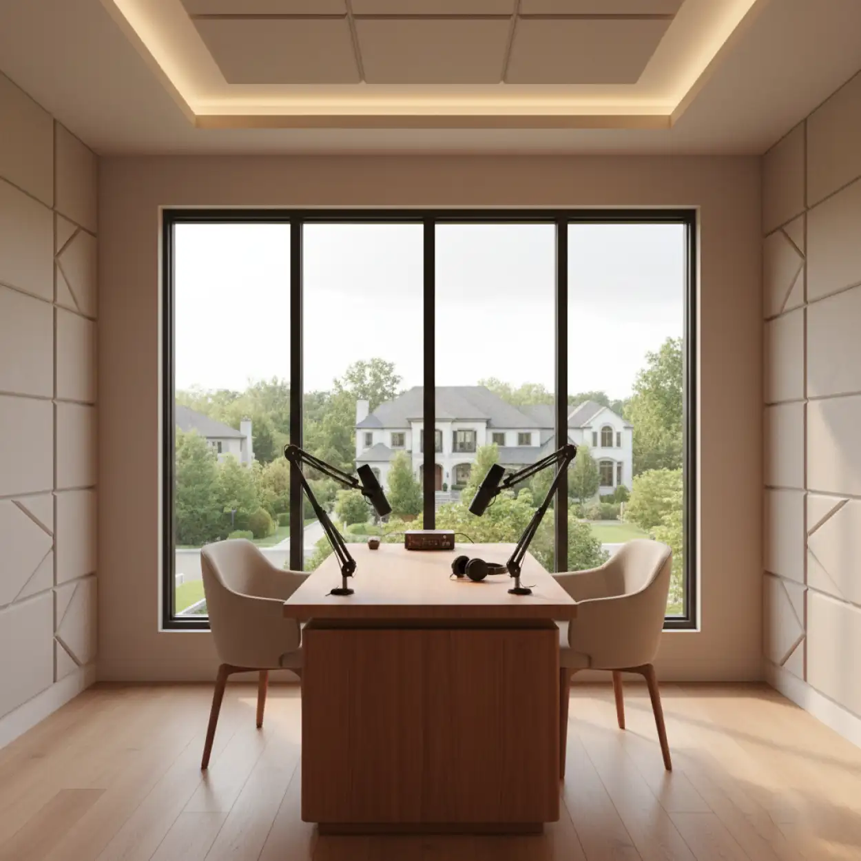 Free Download Ultra Modern 8k Podcast Studio Background For Business Interview Setup - High Quality Podcast Studio Background Background Image