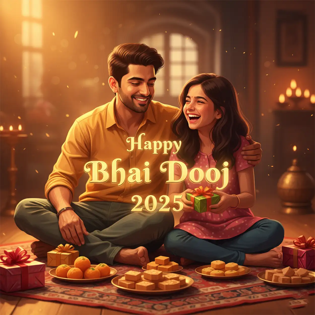 Free Download Unique Happy Bhai Dooj 2025 Wishes Messages - High Quality Happy Bhai Dooj 2025 Wishes Background