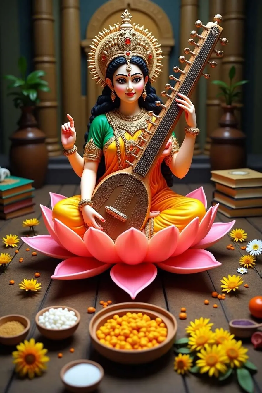 Unique Saraswati Puja Wallpapers For Festive Celebrations - Royalty Free Saraswati Puja Wallpapers Image | Pngmagic Free Download Unique Saraswati Puja Wallpapers For Festive Celebrations - High Quality Saraswati Puja Wallpapers Background