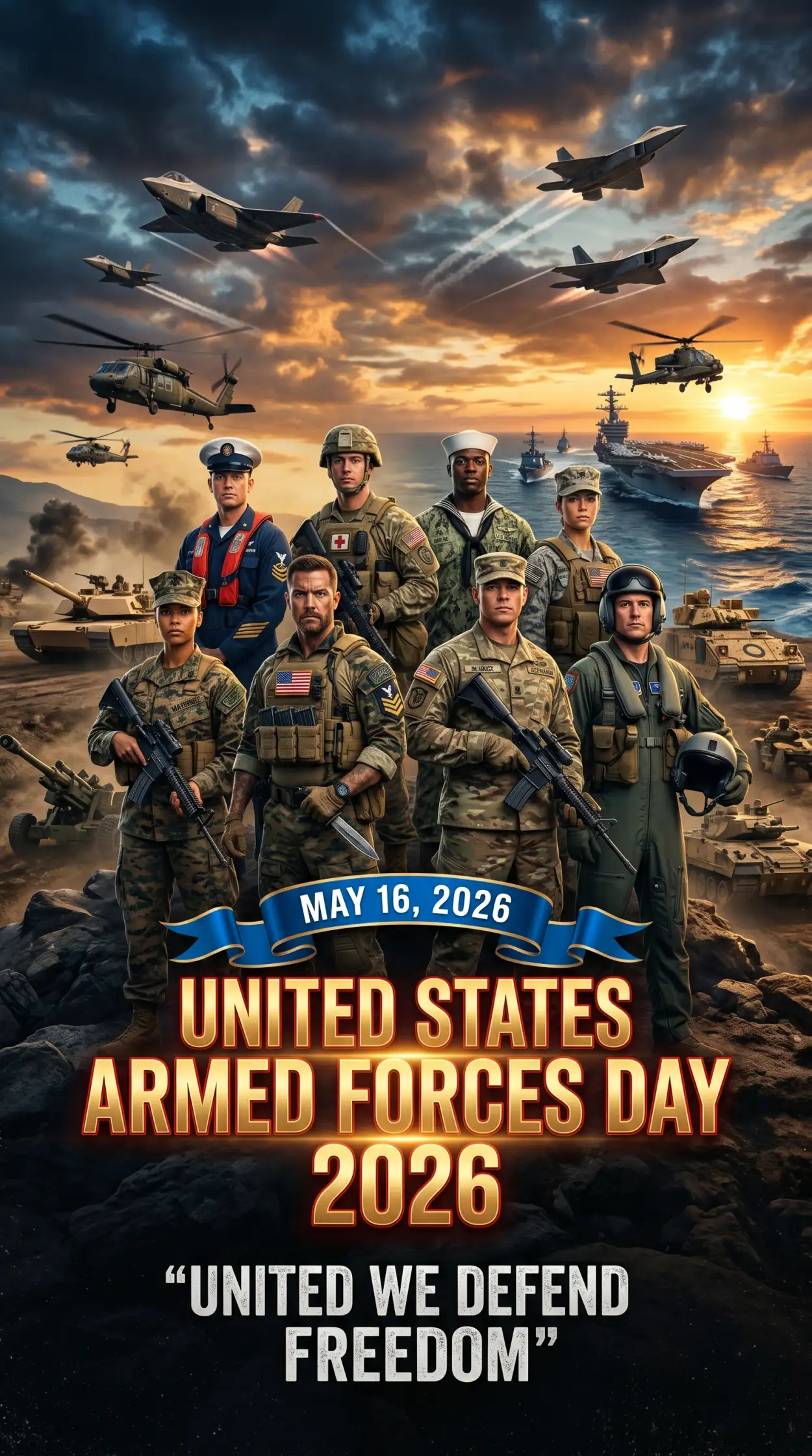 Free Download United States Armed Forces Day 2026 Patriotic Illustration - High Quality United States Armed Forces Day 2026 Image