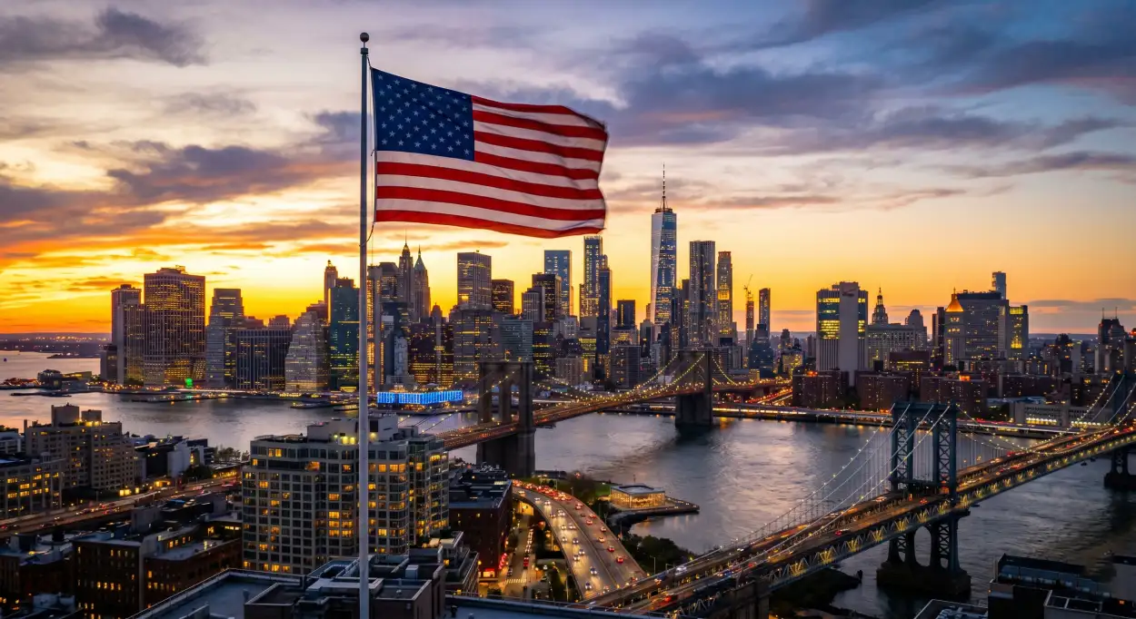 Free Download Usa Flag Photography With City Skyline Patriotic Background - High Quality Usa Flag Background Image