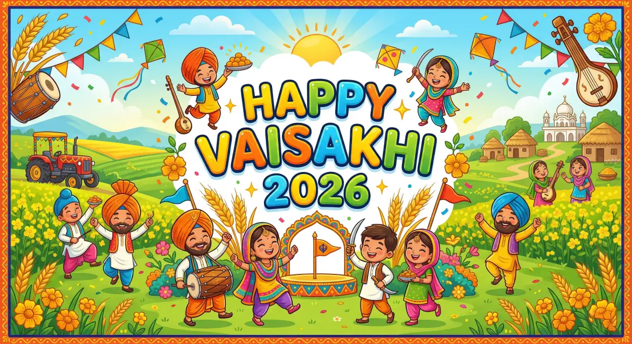 Free Download Vaisakhi 2026 Wishes For Kids - High Quality Happy Vaisakhi 2026 Wishes Image