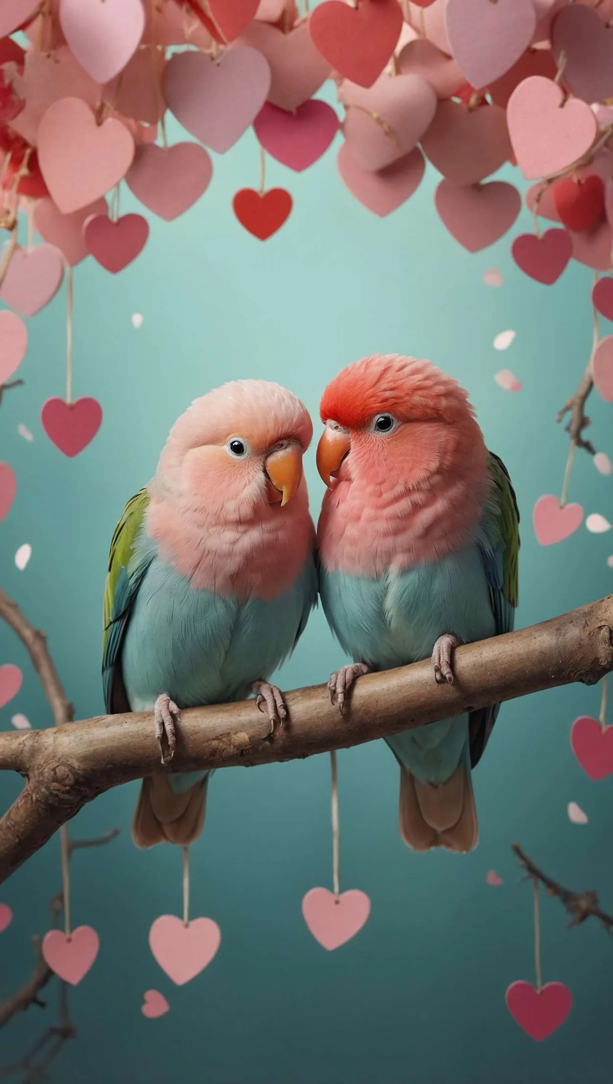 Free Download Valentines Day Wallpaper With Love Birds Illustration - High Quality Valentines Day Wallpaper Background