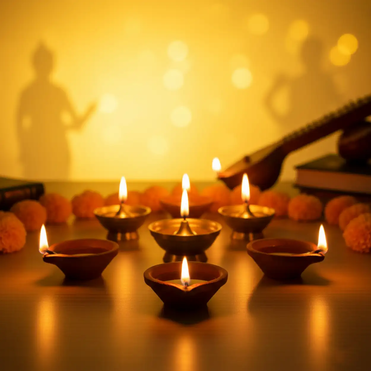 Free Download Vasant Panchami Background With Diya - High Quality Vasant Panchami Background Background