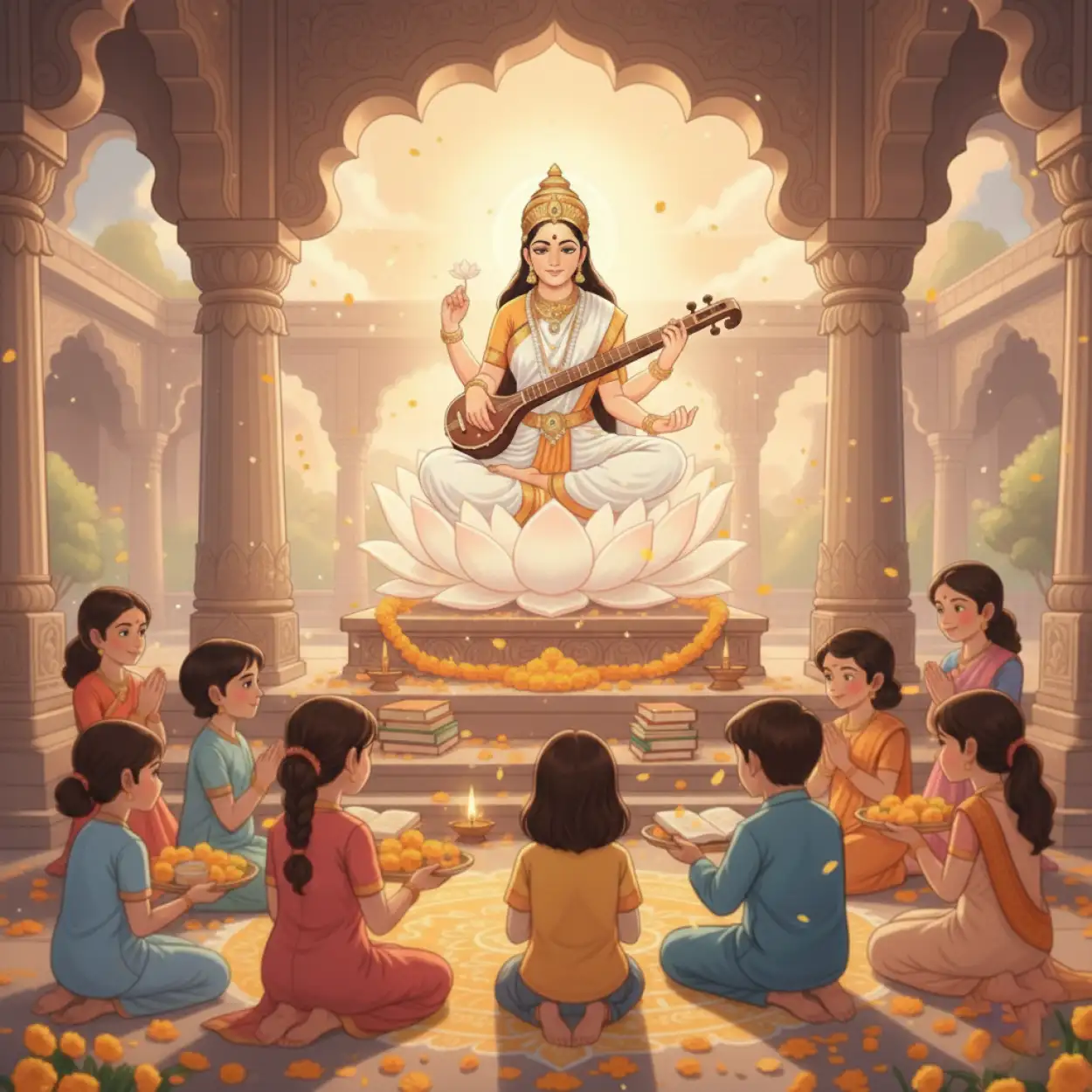 Vasant Panchami Background With Veena - Royalty Free Vasant Panchami Background Image | Pngmagic Free Download Vasant Panchami Background With Veena - High Quality Vasant Panchami Background Background