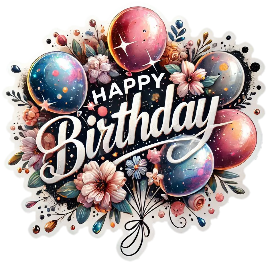 Free Download Vibrant Balloon Happy Birthday Text Images Download - High Quality Happy Birthday PNG Image