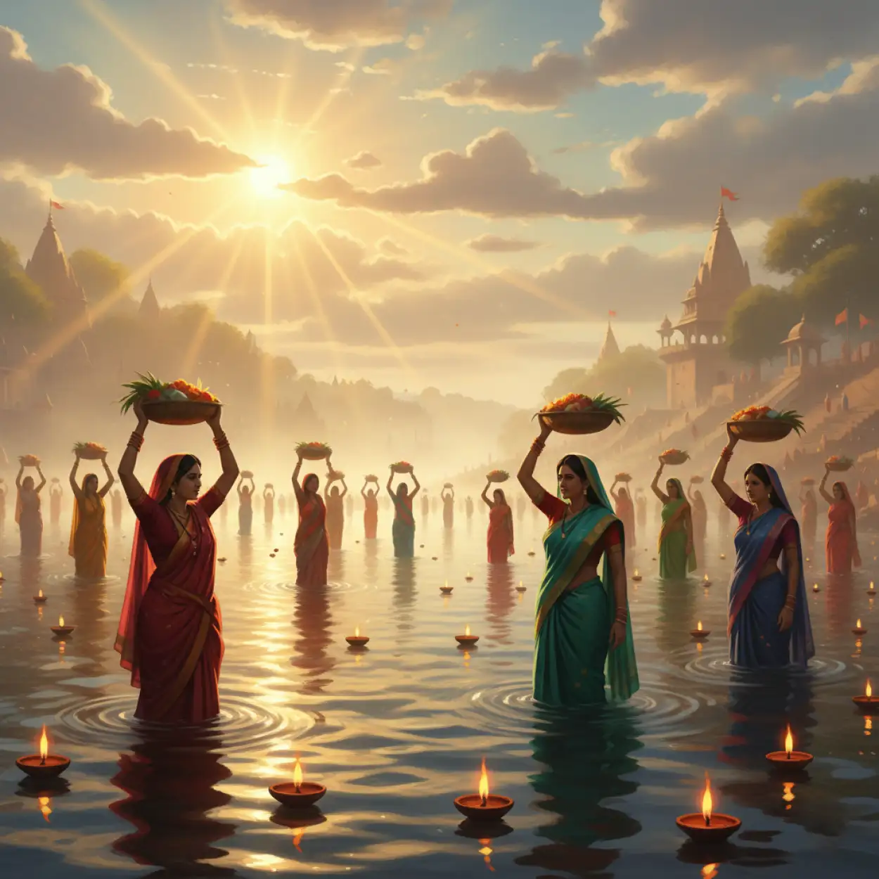 Free Download Vibrant Chhath Puja Banner Background For Poster - High Quality Chhath Puja Background Background Image