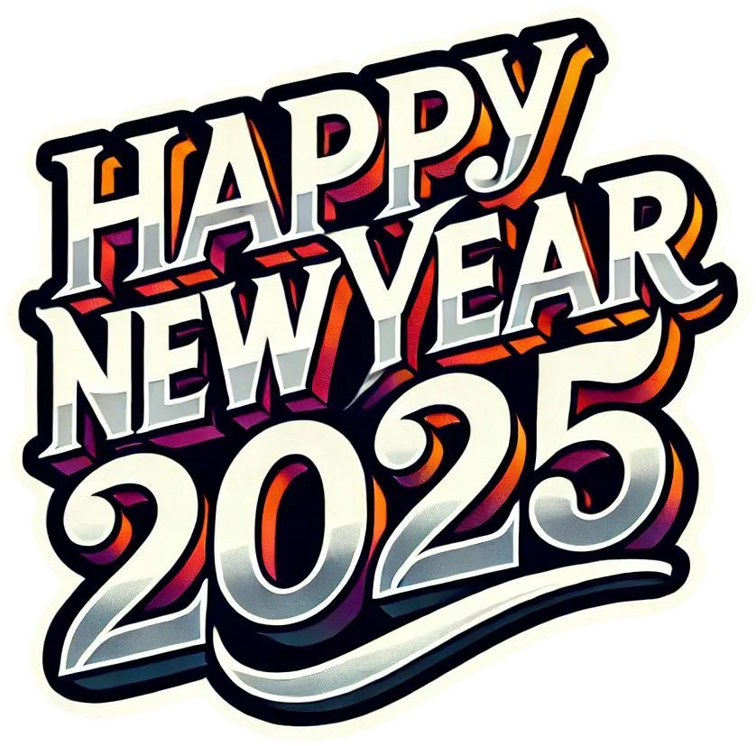 Free Download Vibrant Happy New Year 2025 Text Png For Graphic Projects - High Quality Happy New Year Text PNG PNG Image