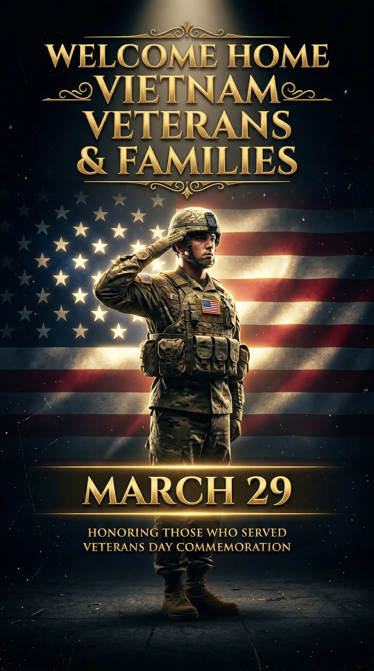 Free Download Vietnam War Veterans Tribute Poster With Thank You Message - High Quality United States National Vietnam War Veterans Day Image