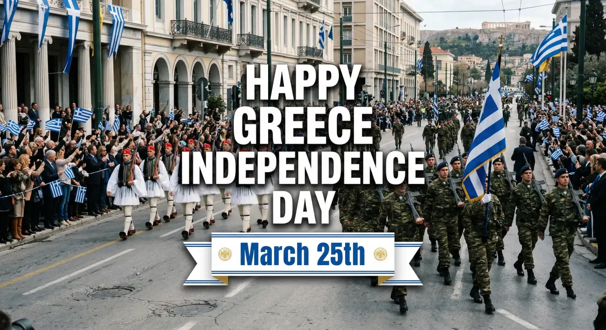 Free Download Viral Captions Greek Independence Day - High Quality Happy Greece Independence Day 2026 Image