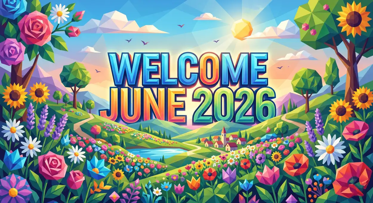 Free Download Welcome June 2026 Colorful Social Media Graphics - High Quality Welcome June Image