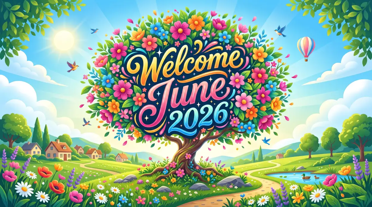 Free Download Welcome June 2026 Colorful Summer Facebook Graphics - High Quality Welcome June Image
