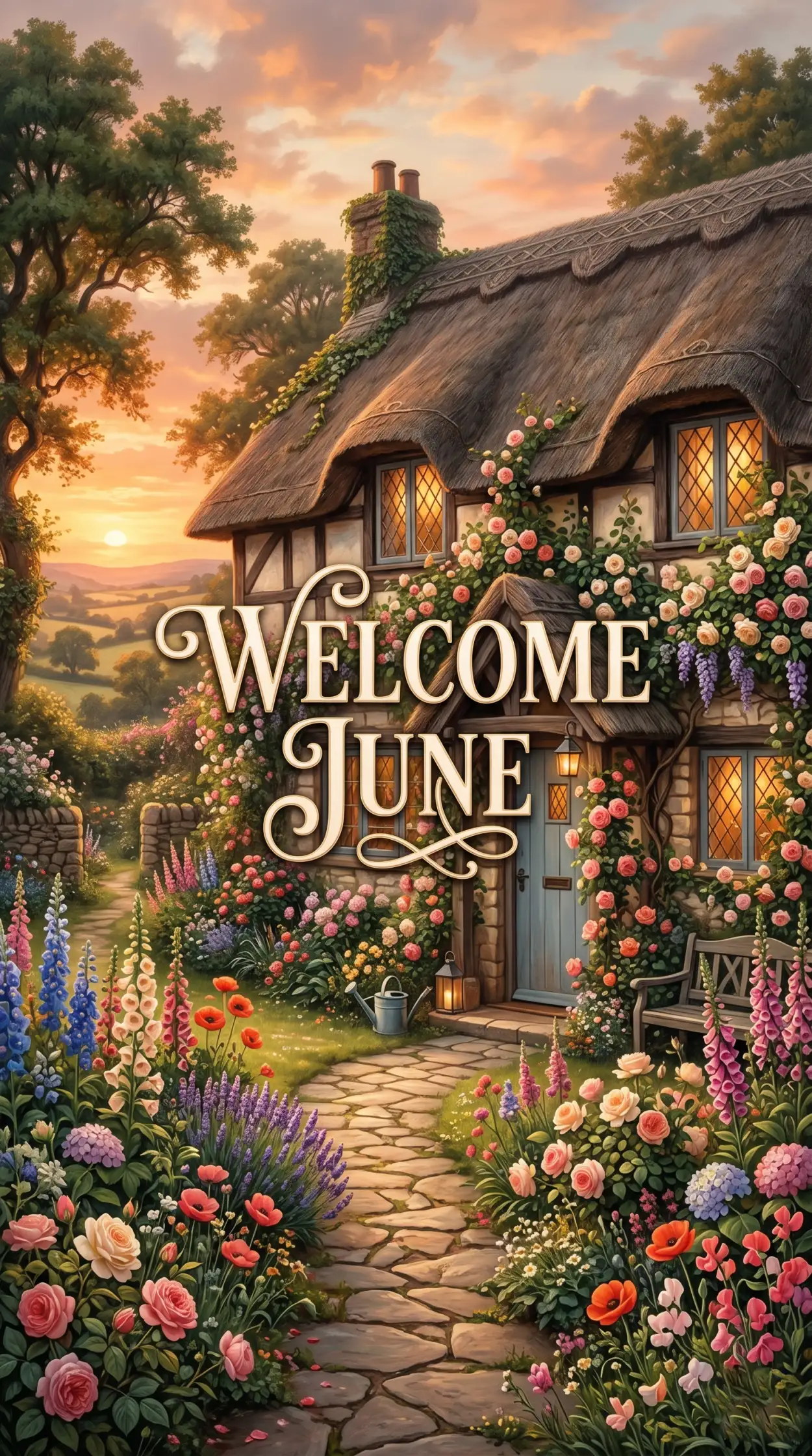 Free Download Welcome June 2026 Digital Greeting Card Post - High Quality Welcome June Image