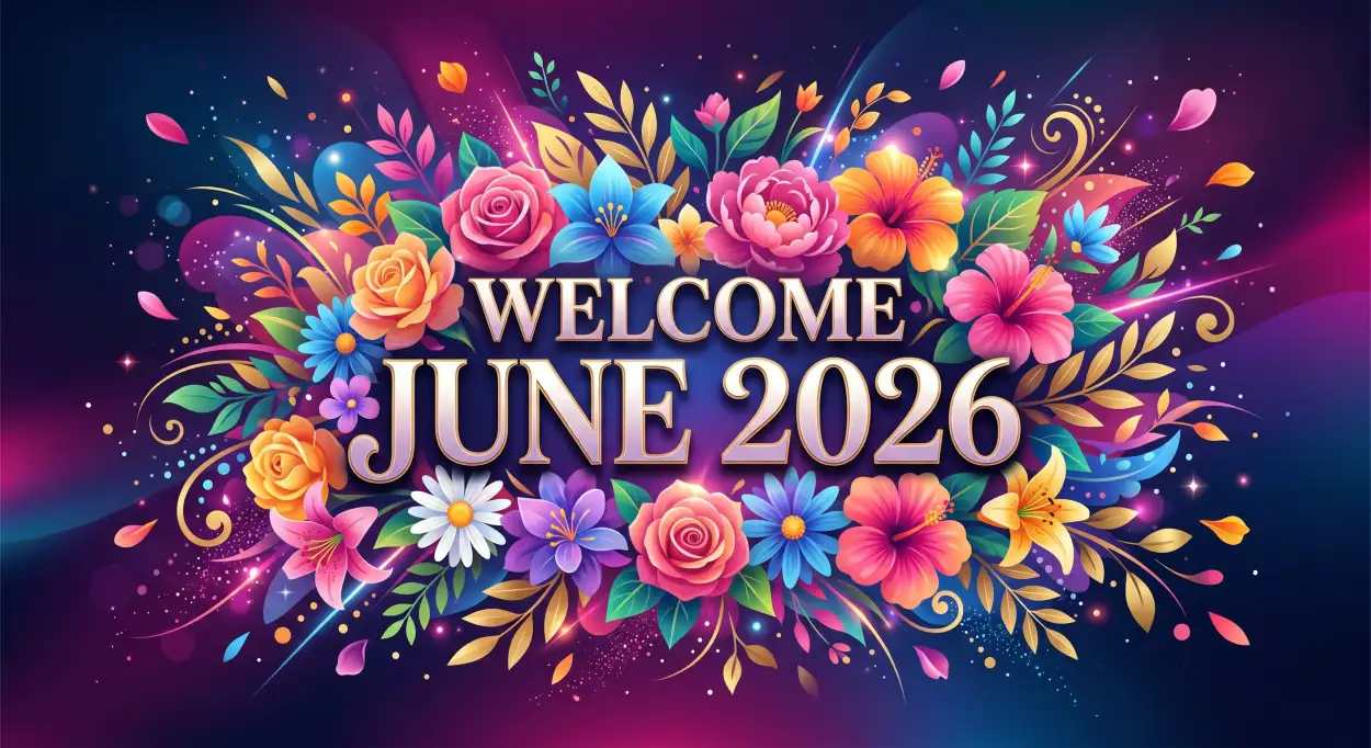 Free Download Welcome June 2026 Floral Facebook Post Design - High Quality Welcome June Image