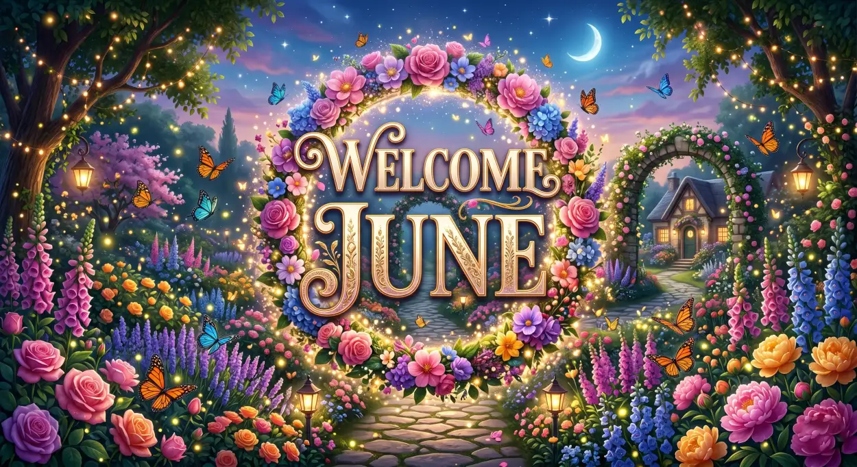 Free Download Welcome June 2026 Flower Background Social Post - High Quality Welcome June Background Image