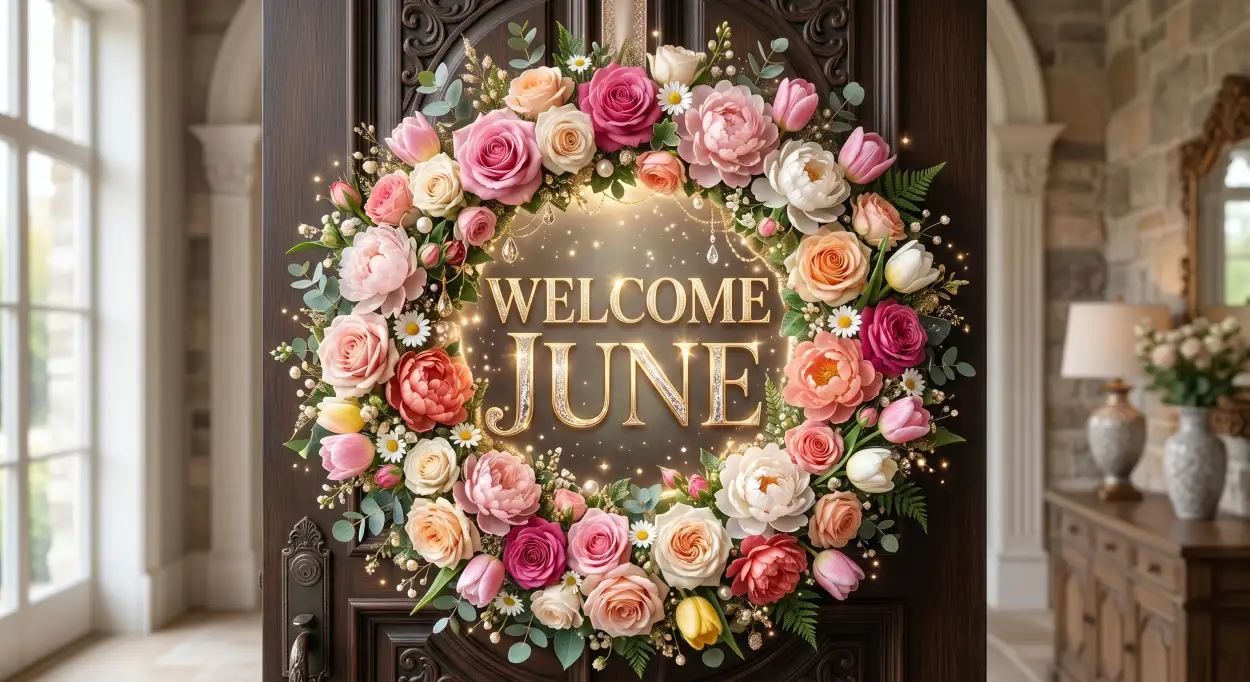 Free Download Welcome June Elegant Typography Design - High Quality Welcome June Image