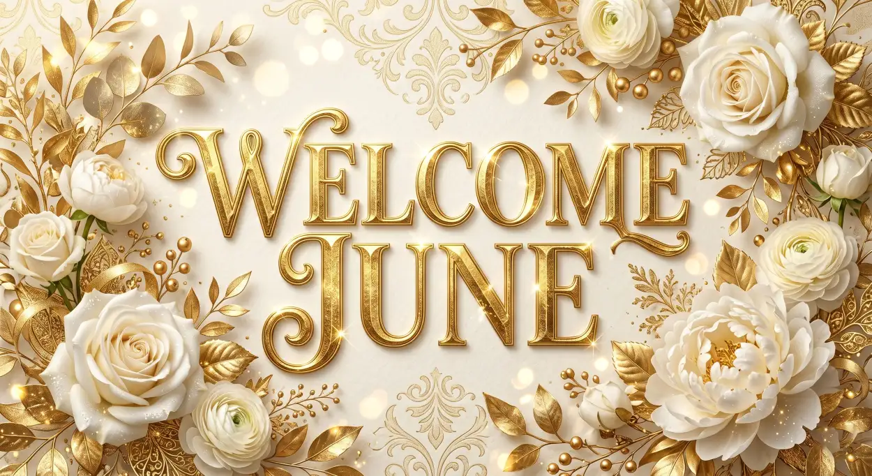 Free Download Welcome June Luxury Gold Text Wallpaper - High Quality Welcome June Image