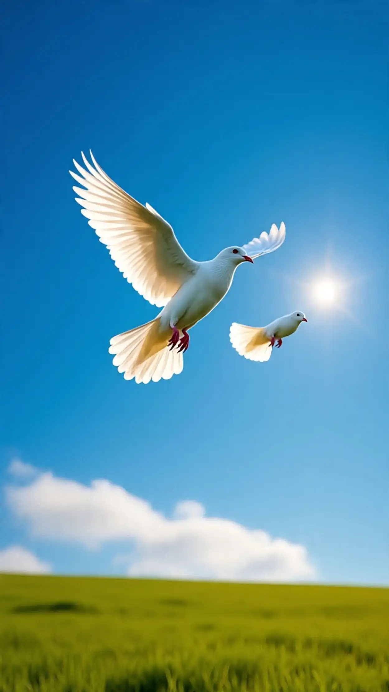 Free Download White Dove Flying In Blue Sky Clipart - High Quality White Dove Flying Background