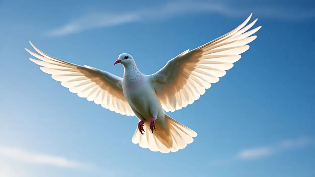 Free Download White Dove Flying In Blue Sky Freedom Symbol - High Quality White Dove Flying Background
