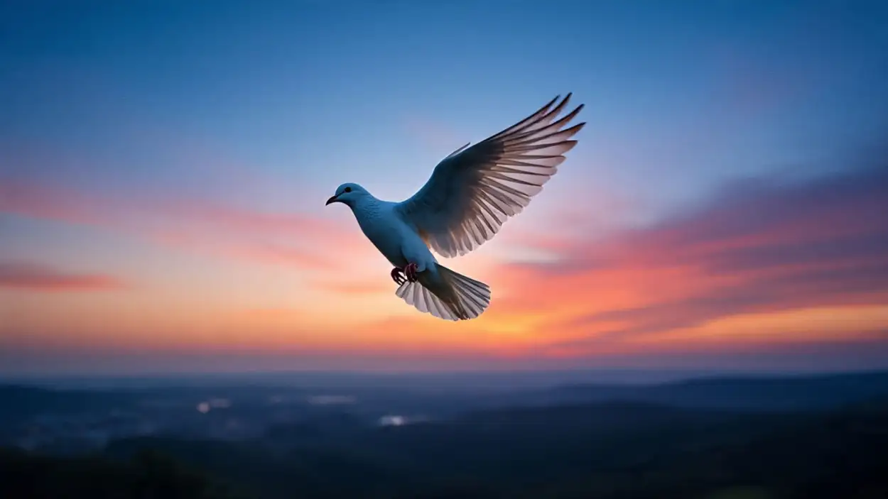 Free Download White Dove Flying In Blue Sky Symbol Of Unity - High Quality White Dove Flying Image