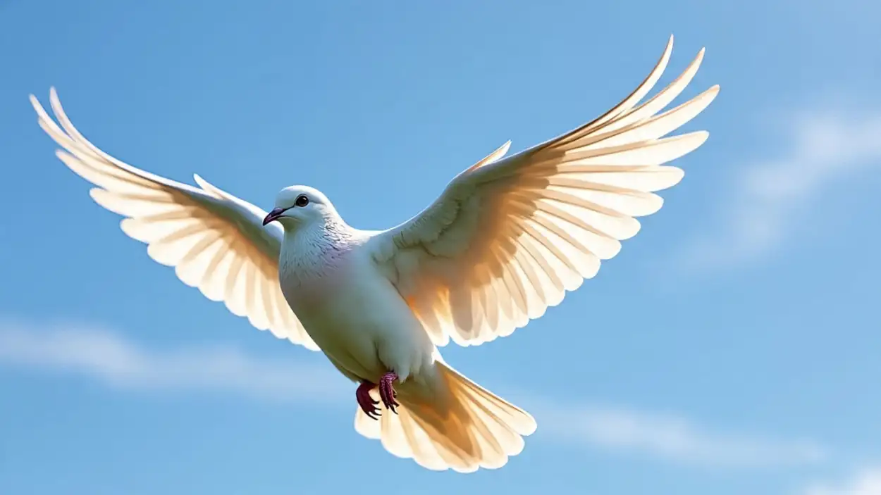 Free Download White Dove Flying In Blue Sky With Olive Branch - High Quality White Dove Flying Background