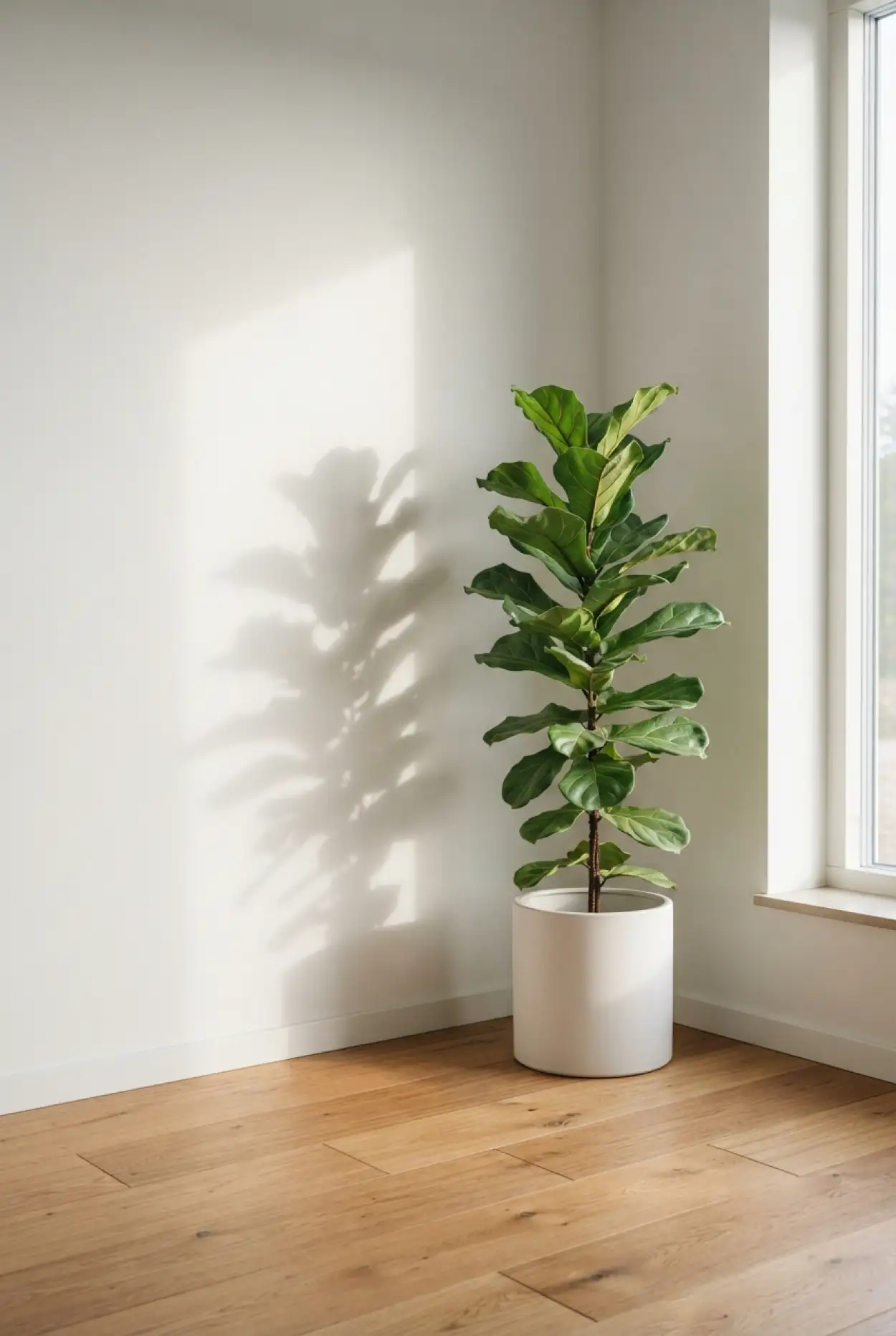 Free Download White Wall Background With Plant Shadow - High Quality White Wall Background Background Image