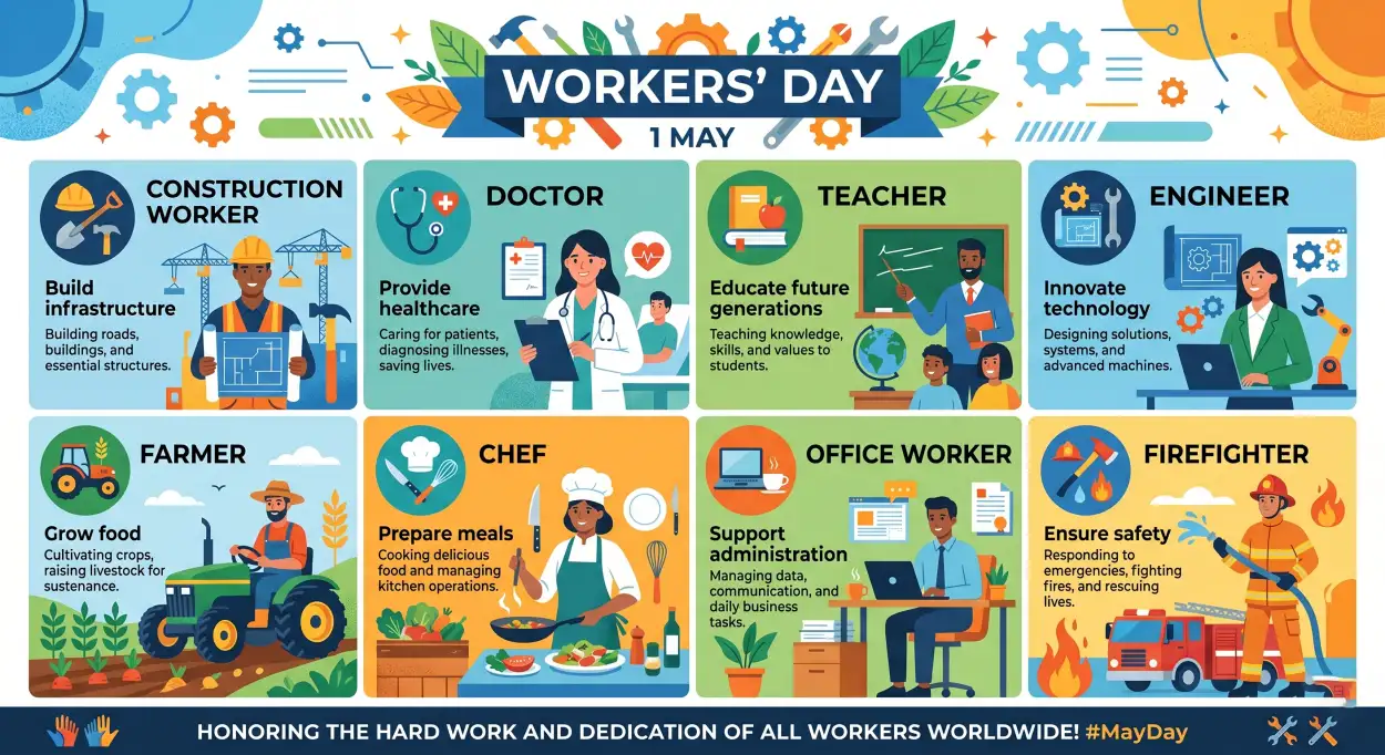 Free Download Workers Day Facebook Post Images Free - High Quality International Labor Day Wishes 2026 Image