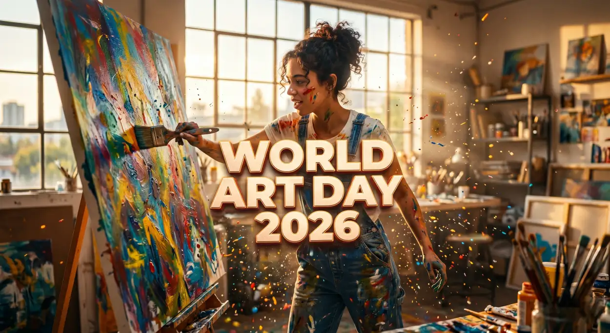 Free Download World Art Day Digital Campaign - High Quality World Art Day 2026 Wishes Image