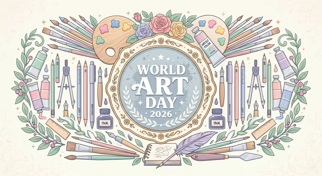 Free Download World Art Day Frame Png - High Quality World Art Day 2026 Wishes Transparent PNG