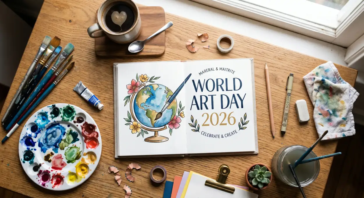 Free Download World Art Day Social Media Templates 2 - High Quality World Art Day 2026 Wishes Image