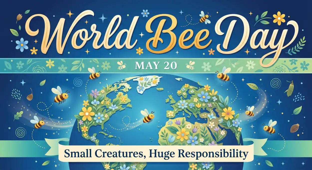 Free Download World Bee Day 2026 Creative Social Media Banner - High Quality World Bee Day 2026 Image