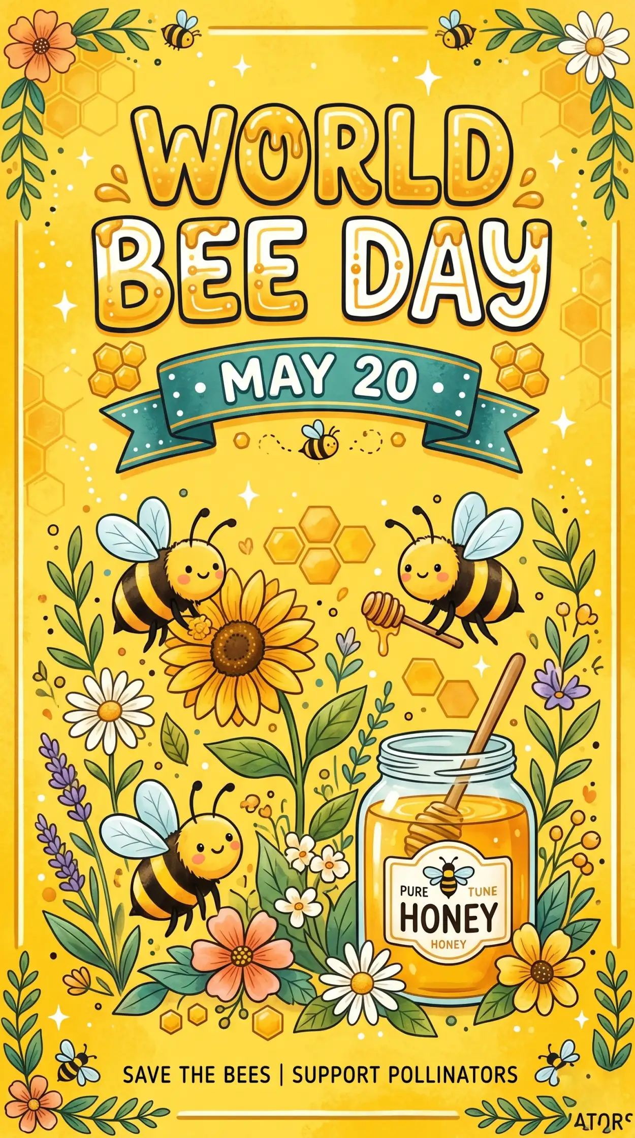 Free Download World Bee Day 2026 Eco Friendly Poster Design - High Quality World Bee Day 2026 Image