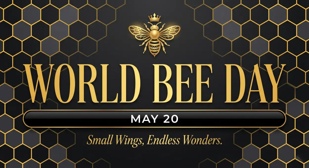 Free Download World Bee Day 2026 Modern Typography Background - High Quality World Bee Day 2026 Background Image