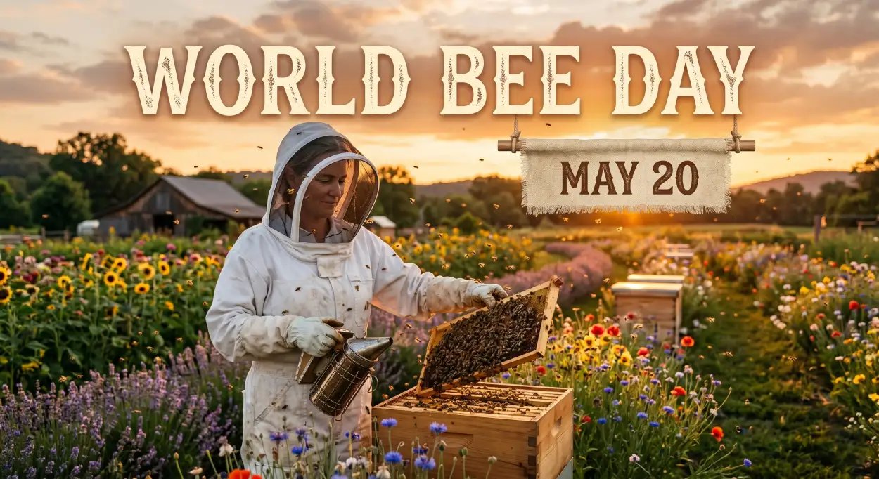 Free Download World Bee Day 2026 Organic Farming Awareness - High Quality World Bee Day 2026 Image