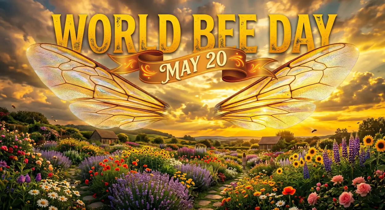 Free Download World Bee Day 2026 Realistic Flower Field - High Quality World Bee Day 2026 Image