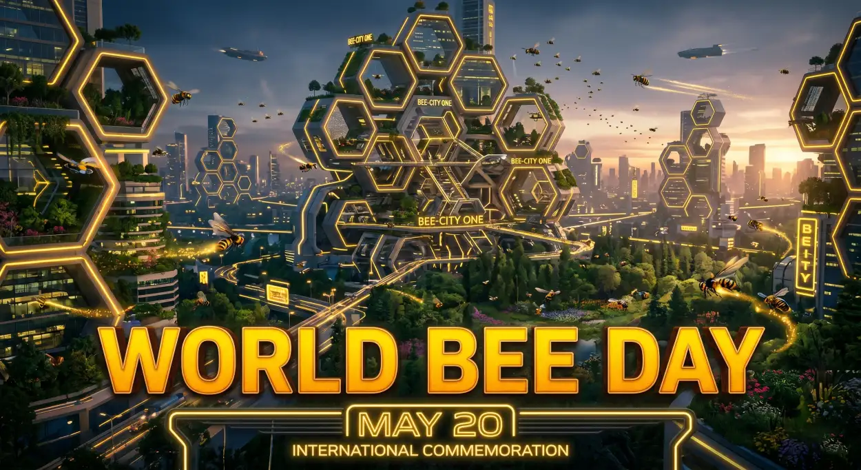 Free Download World Bee Day 2026 Youtube Thumbnail Design - High Quality World Bee Day 2026 Background Image
