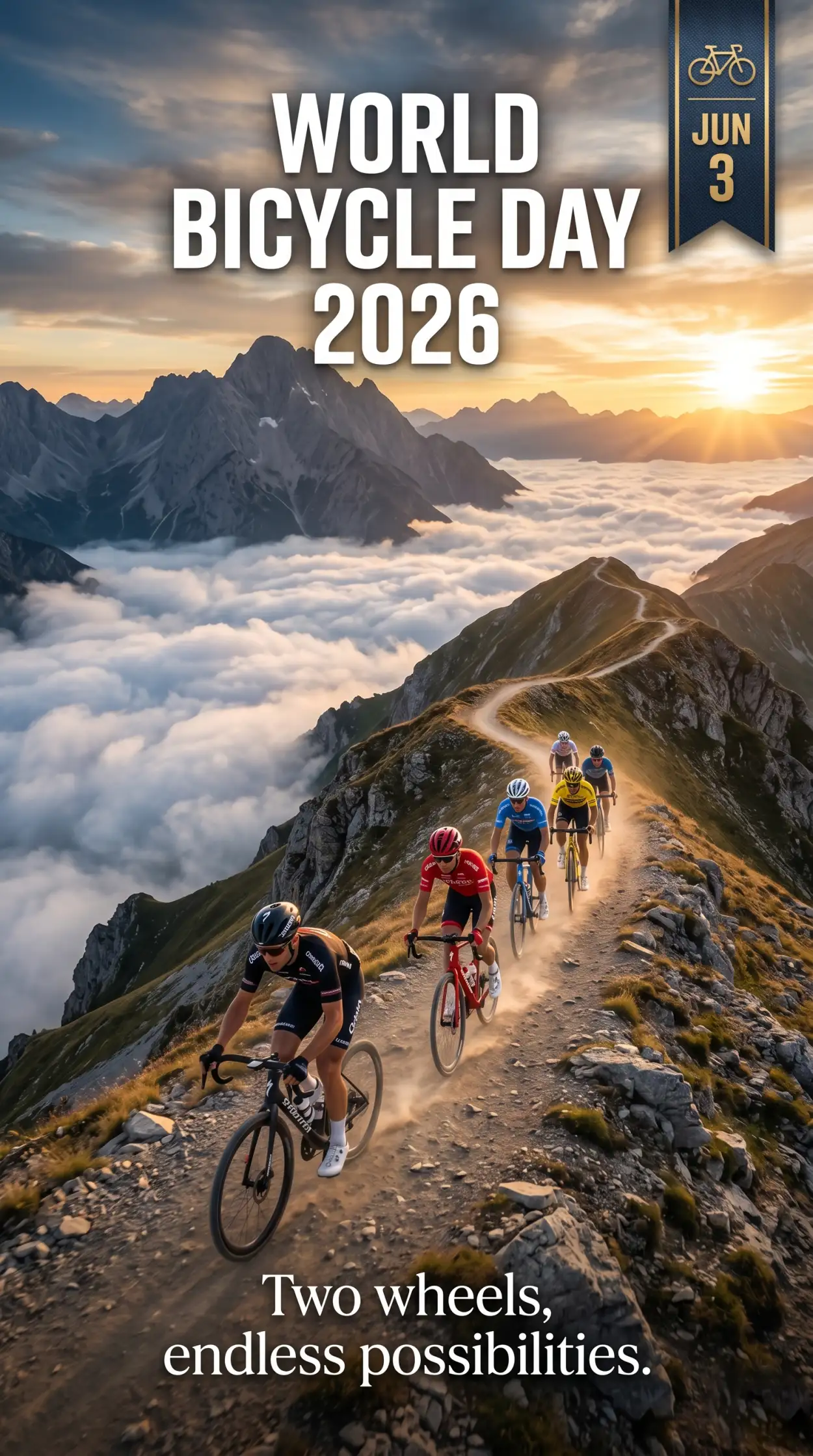 Free Download World Bicycle Day 2026 Cycling Benefits Poster - High Quality World Bicycle Day 2026 Image