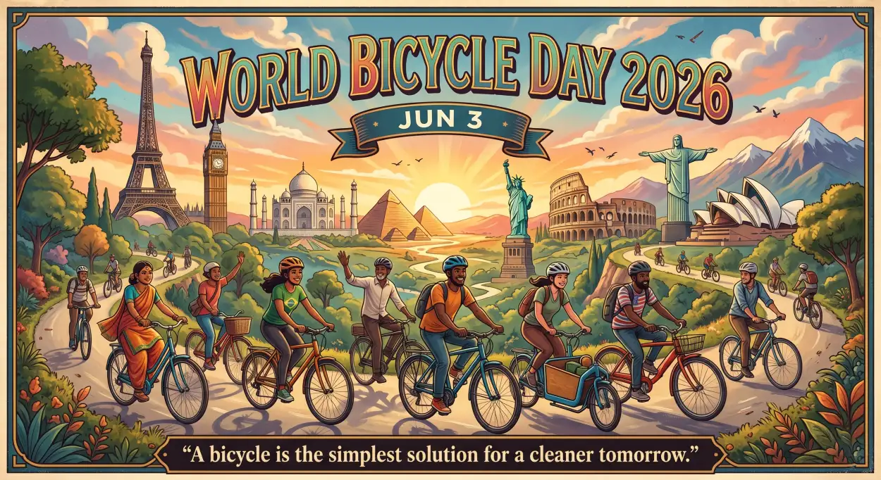 Free Download World Bicycle Day 2026 Cycling Community Banner - High Quality World Bicycle Day 2026 Image