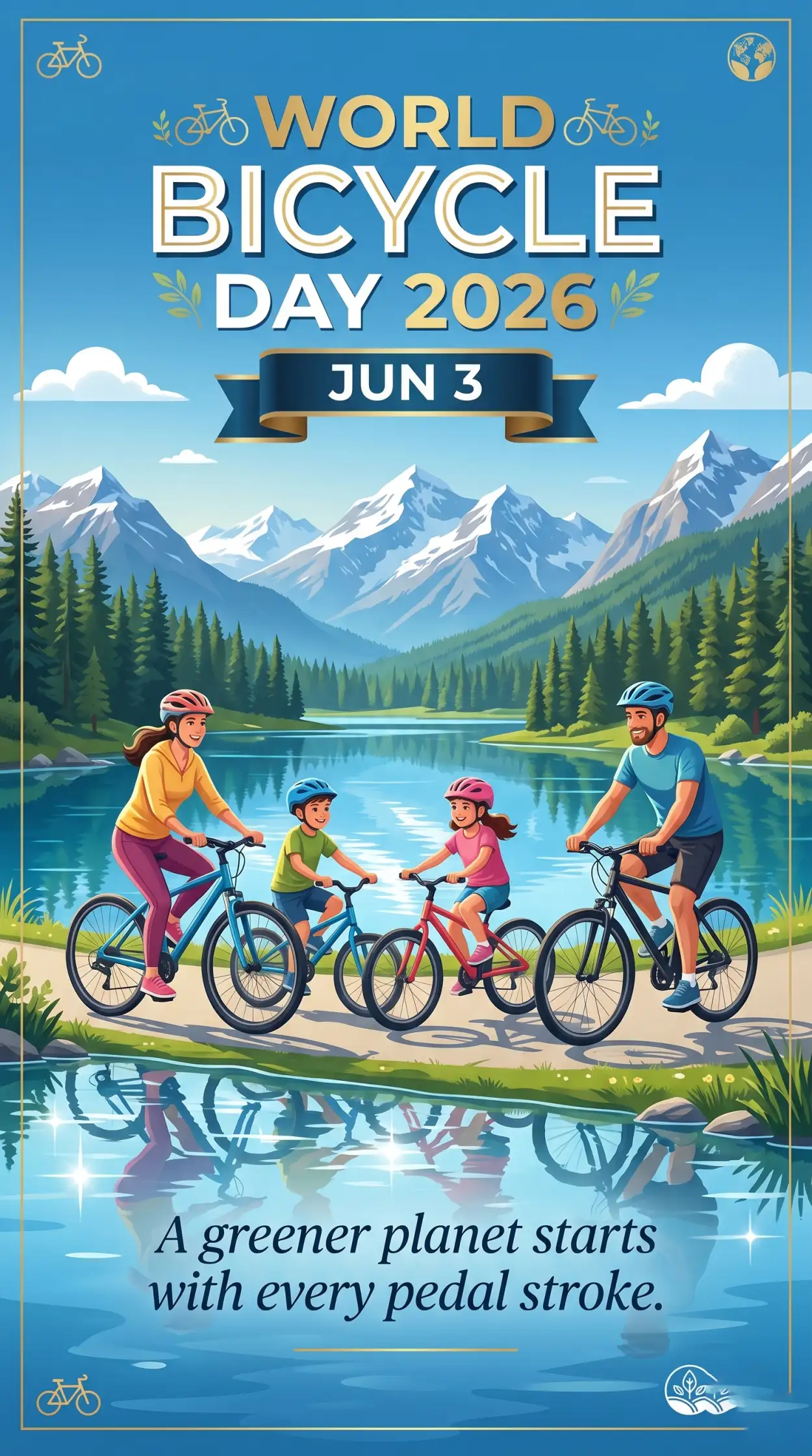 Free Download World Bicycle Day 2026 Kids Cycling Poster - High Quality World Bicycle Day 2026 Image
